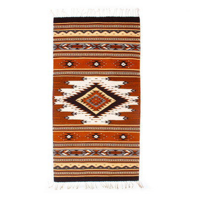 Zapotec wool area rug, 'Cultural Symbolism' (2.5x5) - Hand-Loomed Wool Area Rug with Zapotec Patterns (2.5x5)