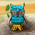 Wood alebrije figurine, 'Turquoise Owl' - Turquoise Hand-Painted Wood Alebrije-Style Owl Figurine