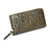 Leather wallet, 'Floral Pattern in Green' - Green Leather Wallet with Embossed Floral and Leaf Designs