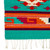 Wool table runner, 'Turquoise Season' - Folk Art-Themed Turquoise and Orange 100% Wool Table Runner