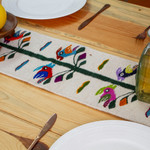 Wool table runner, 'Spring Feast' - Spring-Themed Colorful 100% Wool Table Runner from Mexico