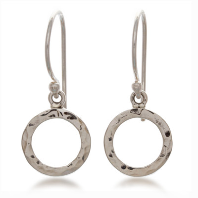 Silver dangle earrings, 'Crowns of Tomorrow' - Minimalist High-Polished Silver Dangle Earrings from Mexico