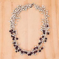 Amethyst chain necklace, 'Romance' - Amethyst chain necklace