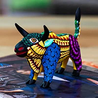 Wood alebrije sculpture, 'Mighty Bull' - Bull-Themed Wood Alebrije-Style Sculpture Handmade in Mexico