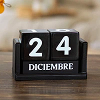 Marble and wood perpetual desk calendar, 'Eternal Time' - Handcrafted Marble and Wood Perpetual Desk Calendar in Black