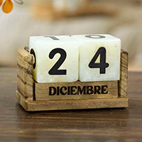 Marble and wood perpetual desk calendar, 'Everlasting Time' - Marble Perpetual Desk Calendar with Natural Wood Base