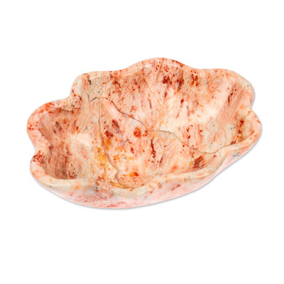 Marble catchall, 'Pink Shell' - Marble Shell Catchall Jewelry Holder Key Tray in Pink Shade