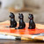 Marble figurines, 'Purrs at Night' (set of 3) - Dark-Palette Hand-Carved 3-Piece Cat Marble Figurine Set (image 2) thumbail