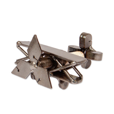 Upcycled metal sculpture, 'Nouveau Voyage' - Artisan-Made Upcycled Plane Metal Sculpture from Mexico