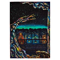 Giclée print, 'Nocturnal Animal' - Stretched Giclée Acrylic on Paper Print of Nocturnal Scene