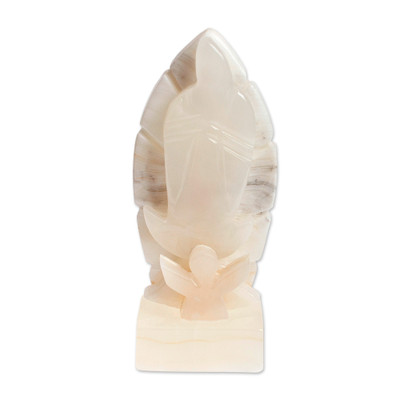 Onyx sculpture, 'Virtuous Guadalupe' - Hand-Carved Our Lady of Guadalupe Natural Onyx Sculpture