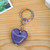 Onyx keychain, 'Lovely in Purple' - Hand-Carved Romantic Onyx Heart Keychain in Purple Hues (image 2) thumbail