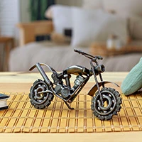 Upcycled metal sculpture, 'Mini Fieriness' - Inspirational Eco-Friendly Upcycled Motorcycle Sculpture