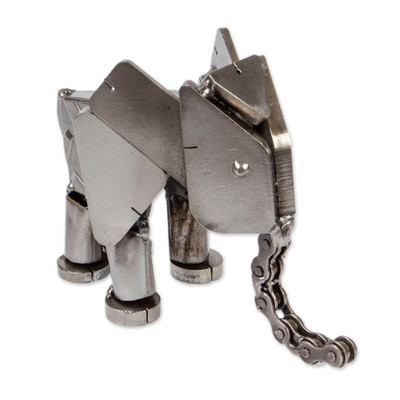 Upcycled metal sculpture, 'Micro Giant' - Elephant-Themed Eco-Friendly Upcycled Metallic Sculpture