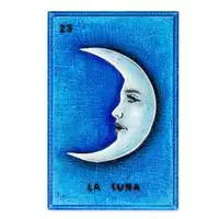 Decoupage wood wall art, 'Loteria Moon' - Mexican-Made Loteria Moon-Themed Decoupage Pinewood Wall Art