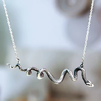Sterling silver pendant necklace, 'Serpent Splendor' - Serpent Snake-Themed Taxco Silver Pendant Necklace