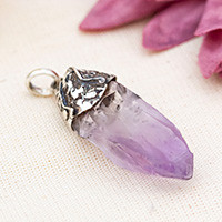 Amethyst pendant, 'Enigmatic Purple' - Taxco Silver Pendant with Natural Amethyst Gemstone