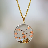 Gold-accented natural flower and resin pendant necklace, 'My Forest' - Forest-Inspired 24k Gold-Accented Natural Flower Necklace
