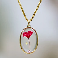 Gold-plated natural flower pendant necklace, 'Ethereal Lover' - Romantic-Theme Natural Flower Necklace with 24k Gold Plating