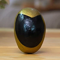 Recycled paper figurine, 'The Shadow' - Semi-Abstract Painted Recycled Paper Figurine in Golden Hues