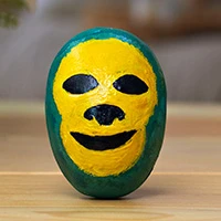 Recycled paper figurine, 'The Handsome' - Traditional Painted Mexican Wrestler Recycled Paper Figurine