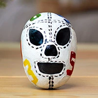 Recycled paper figurine, 'The Mathematician' - Whimsical Hand-Painted Recycled Paper Wrestler Figurine