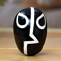 Recycled paper figurine, 'The Rayo of Jalisco' - Handmade Black and White Recycled Paper Wrestler Figurine