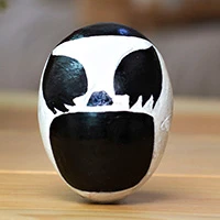 Recycled paper figurine, 'The Hundred Faces' - Abstract-Inspired Black and White Recycled Paper Figurine