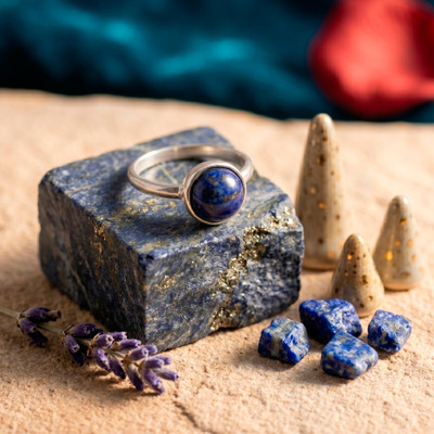 Lapis lazuli single stone ring, 'Regal Oracle' - Polished Sterling Silver and Lapis Lazuli Single-Stone Ring