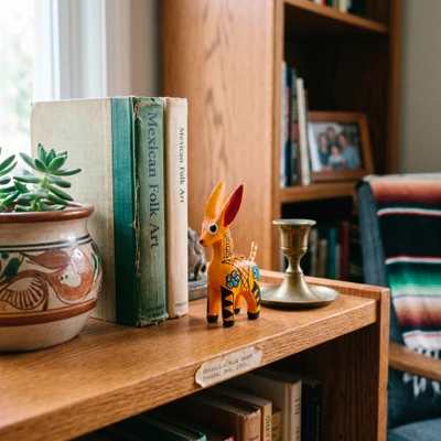 Wood alebrije figurine, 'Noble Orange' - Folk Art-Themed Orange Copal Wood Alebrije Donkey Figurine