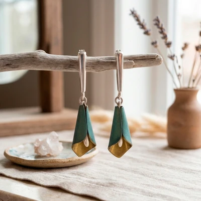 Titanium and sterling silver dangle earrings, 'Calla Lily Glam' - Titanium Silver Floral Dangle Earrings with Calla Lily Theme