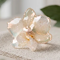 Gold-plated natural flower wrap cocktail ring, 'Luminous Orchid' - Natural White Orchid Gold-Plated Adjustable Cocktail Ring
