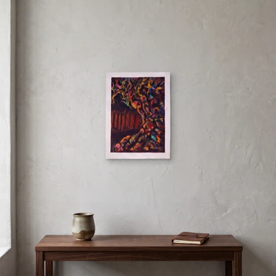 'Nature on Fire' - Inspirational Acrylic on Paper Painting of Tree on Fire