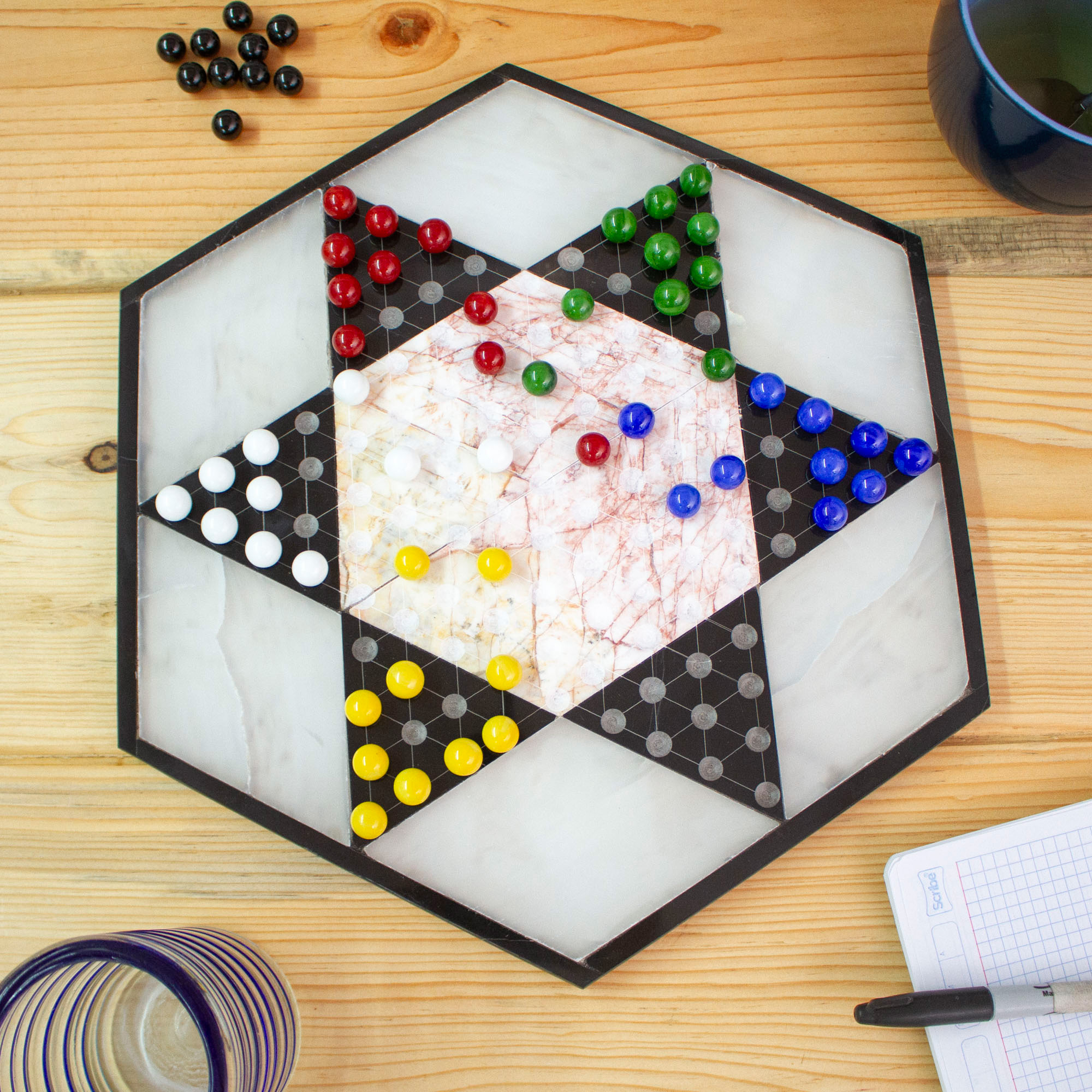 Marble Chinese Checker Game Set 