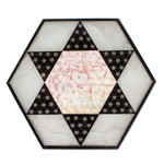 Marble and onyx Chinese checkers, 'Colorful Contrast' - Hand Crafted Marble Chinese Checker Game Set