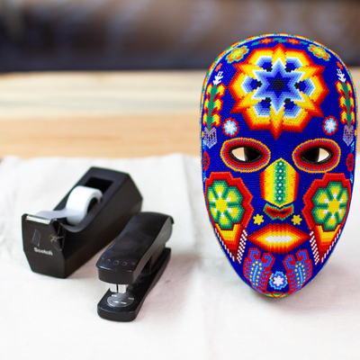 Máscara de abalorios, 'Estrella' - Máscara huichol con cuentas Arte popular mexicano hecho a mano en México