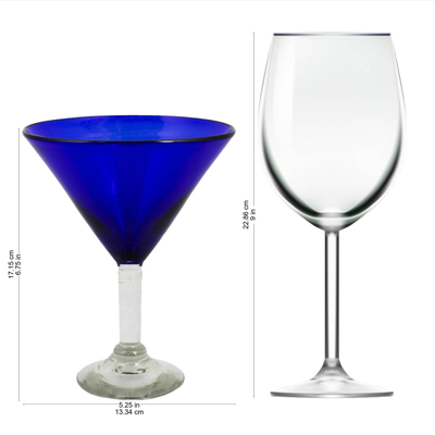 Martini-Gläser aus mundgeblasenem Glas, (6er-Set) - Mundgeblasenes Martini-Trinkgeschirr aus recyceltem Glas (6er-Set)