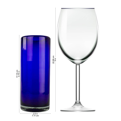 Blown glass highball glasses, 'Pure Cobalt' (set of 6) - Blue Handblown Glass Cocktail Drinkware (Set of 6)