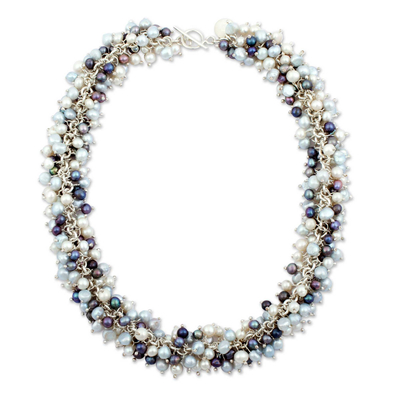 Pearl beaded necklace, 'Taxco Rain' - Pearl beaded necklace
