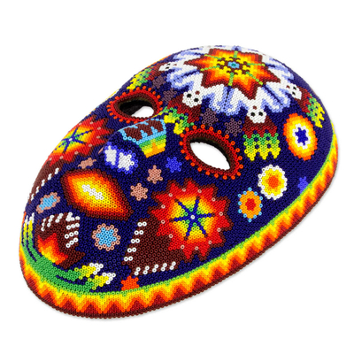 Perlenmaske 'Danza Jicuri' - Mexikanische authentische Huichol-Perlenmaske mit Peyote-Motiv