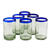 Blown glass juice glasses, 'Cobalt Classics' (set of 6) - Six Fair Trade Handblown Recycled Juice Glasses Drinkware (image 2b) thumbail