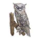 Iron wall adornment, 'Curious Owl' - Unique Steel Bird Wall Art