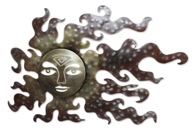 Iron wall adornment 'Placid Reflections of the Sun' (medium) - Fair Trade Wall Sculpture Metal Art Mexico