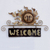 Iron welcome sign, 'Peaceful Welcome' - Handcrafted Sun and Moon Steel Welcome Sign Outdoor Living (image 2) thumbail