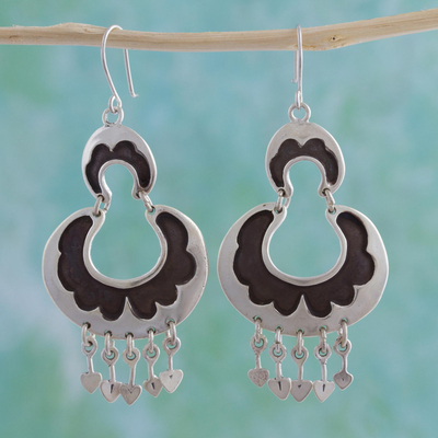 Sterling silver dangle earrings, 'Half Moons' - Sterling silver dangle earrings
