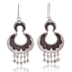 Sterling silver dangle earrings, 'Half Moons' - Ornate Handcrafted Sterling Silver Earrings