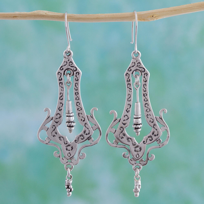 Sterling silver dangle earrings, 'Long Lace' - Sterling Silver Dangle Earrings