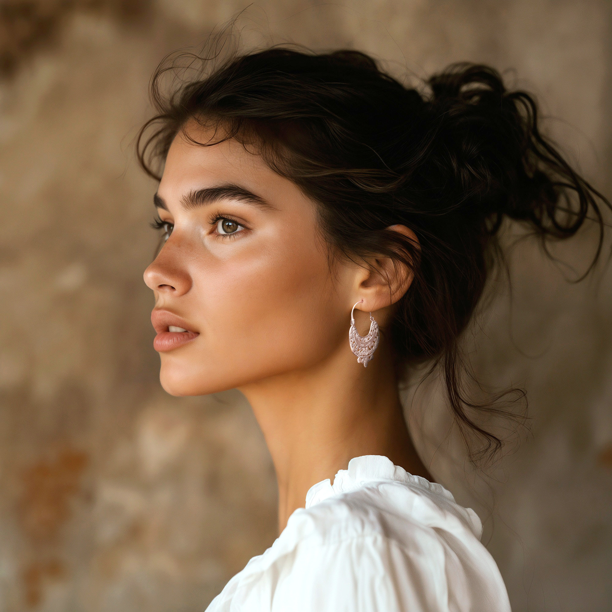 UNICEF Market Handcrafted Fair Trade Sterling Silver Earrings from Mexico Crescent Peace