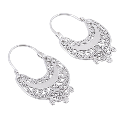 Sterling silver hoop earrings, 'Curlicue' - Sterling Silver Filigree Earrings from Mexico