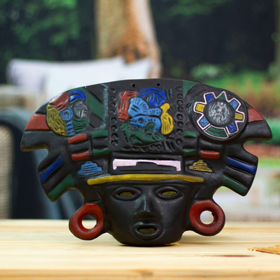 Máscara de cerámica - Máscara de cerámica arqueológica hecha a mano de México